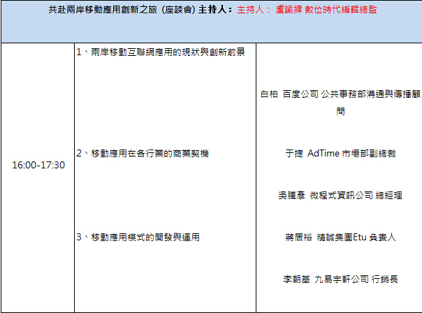 共赴兩岸移動應(yīng)用創(chuàng)新之旅