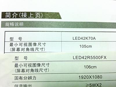 液晶電視屏竟“縮水”好幾釐米 標(biāo)42英寸實(shí)為40英寸