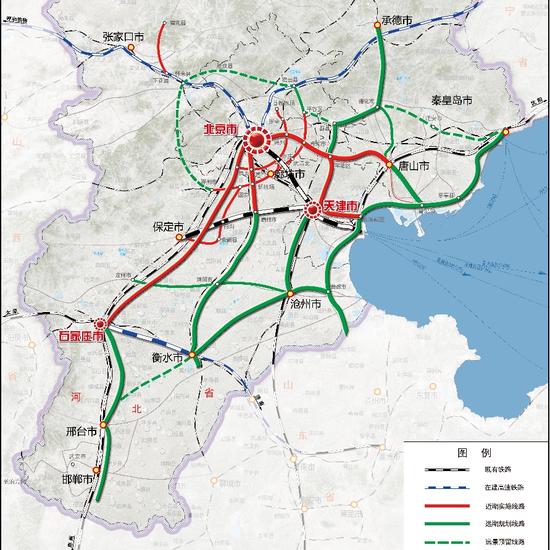 京津冀地區(qū)城際鐵路網(wǎng)規(guī)劃示意圖